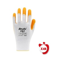 10 Beden Sarı Polyester Örme Nitril Eldiven 48 Adet 1 Adet Mavi M