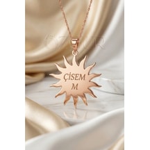 925 Ayar Gümüş İsimli Güneş Figürlü Kolye Rose Gold