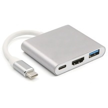 Cbtx Samsung Huawei Macbook Uyumlu T536 3'ü 1 Arada Tip C - Hdmı Usb 3.0 Çoklu Bağlantı Noktası Kablo Dönüştürücü Adaptör - Gri