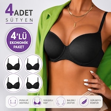 Panivue Kadın Push Up Sütyen Destekli Dolgulu Balenli Gün Boyu Konfor Ve Doğal Dolgunluk Siyah