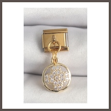 Bezos 316l Çelik Gold Renk Sallantı Zirkon Taşlı Yonca Model Nomination Charm Nxrlvng