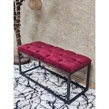 Zafir Siyah Boyalı Diktörtgen 100 Cm X 40 Cm Oturak Puf - Bench - Makyaj Oturağı - Oturak Bordo