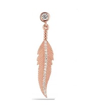 3 Cm Tüy Çivi Gümüş Küpe Tek - Beyaz Zirkon Taş Beyaz