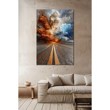 Soyut Yol Ve Fırtına Manzara Baskılı Cam Tablo Modern Dinamik Uv Baskı Dekor