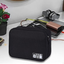 Novahub Siyah Güç Bankası Kılıfı Evrensel Taşınabilir Darbeye Dayanıklı Elektronik Organizatör Çantası Veri Kablosu Depolama Siyah