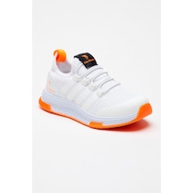 Tonny Black Rahat Kalıp Şeritli Bağcıklı Çocuk Unisex Beyaz Oranj Spor Ayakkabı Tbqnt-3 Beyaz Oranj
