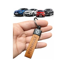 Renault Ve Logolu Anahtarlık Suni Deri Kahverengi