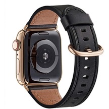 Classic Buckle Leather Watch Band For iOS Uyumlu Watch Series 9&8&7 41mm / Se 3&se 2&6&se&5&4 40mm / 3&2&1 38mm
