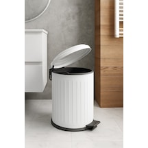 Vintage 12 Lt Yavaş Kapanır Kapaklı Ofis Mutfak Banyo Balkon Çöp Kovası Beyaz Beyaz