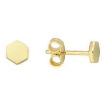 14 Ayar Minik Altıgen Altın Küpe 0,60 Gr-1810