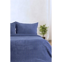 Merinos Modern Line 3 Parça Çift Kişilik Battaniye Seti Lacivert