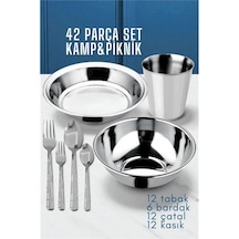 Zenvac 42 Parça Tabak Kase Bardak Çatla Kaşık Seti Kamp Piknik Seti 721970 Zenvac29 Renkli