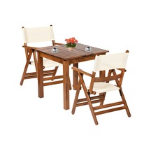 Marmaris Pvcli Ahşap Bahçe Balkon Seti: 70X70 Masa +2 Sandalye