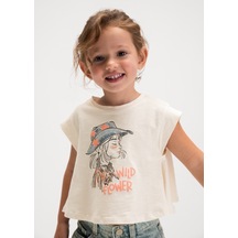 Mayoral Kız Çocuk Baskılı T-shirt Krem - 03006