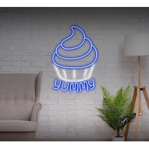 Yummy Yazılı Ve Şekilli Neon Tabela Mavi