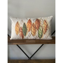 Çift Taraflı Tüy Desenli Dekoratif Kırlent Kılıfı 35 X 55 Cm