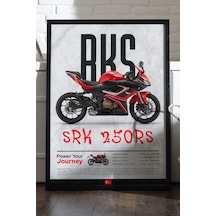 Rks Srk 250 Rs Siyah Ahşap Çerçeveli Poster, Dekoratif Motosiklet Duvar Tablosu