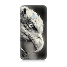 Samsung Galaxy A20 Uyumlu Siyah Beyaz Kara Kartal Başı Desenli Silikon Kılıf