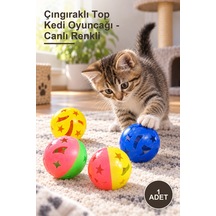 1 Adet Çıngıraklı Top Kedi Oyuncağı - Canlı Renkli