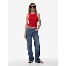Koton Kaşkorse Kolsuz Pamuklu Slim Fit Askılı Kare Yaka Üst Kırmızı 6sak10388ek