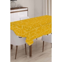 Sarı Modern Desenli Dokuma Leke Tutmaz Masa Örtüsü Mso035n11