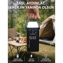 50.000 Mah Powerbank Hızlı Şarj 4 Dahili Kablolu Dijital Göstergeli Led Aydınlatmalı Taşınabilir Şarj Cihazı Siyah