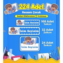 Ressam Temalı Okul Kreş Kişiye Özel İsim Etiket Seti - Model 203 Çok Renkli