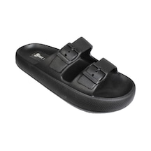 Akınbella Erkek Siyah Lacivert Cift Bant Tokalı Kauçuk Taban Deniz Havuz Bahçe Terliği 001