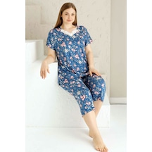Alimer Kadın İndigo Büyük Beden Bermuda Pijama Takm Edy2735b-i İndigo