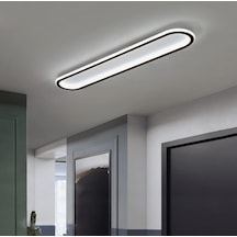 Siyah 60x16 cm Oval Avize 3000K Sarı Işık Led Tavan Lambası