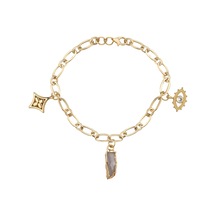 Doğal Taş Detaylı Charm Halhal-425 Altın