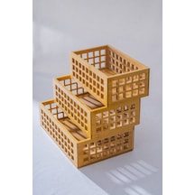 Bambu 3 Lü Dikdörtgen Organizer Kutu Kahverengi