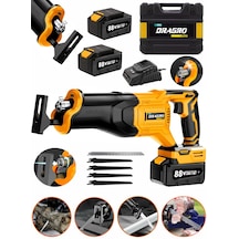 Dragro GRZ-TLK88 Turuncu 88 V 10 Ah Çift Akülü Tilki Kuyruğu Ağaç Dal Kurban Kesim Makinesi 5 Adet Bıçak Şarjlı