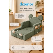 Dizanor Mini Nest 6'sı 1 Arada Bebek Oyun Parkı Ve Park Yatak Yeşil Fitilli 70 X 130