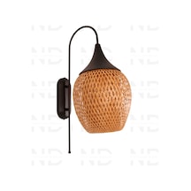 Boja Bambu Siyah Detay Aplik 25x25x60 Cm İskandinav, Modern, Bohem, Rattan, Aydınlatma Bej