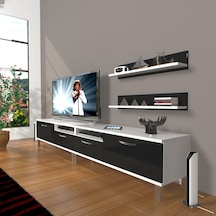 Decoraktiv Eko 220r Mdf Krom Ayaklı Tv Ünitesi Tv Sehpası Beyaz - Siyah