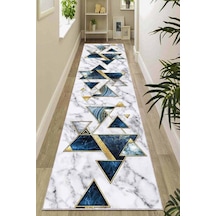 Mavi Gold Kaymaz Geometrik Kesme Rulo Özel Ölçü Yolluk Ar450n11 Gold - Mavi