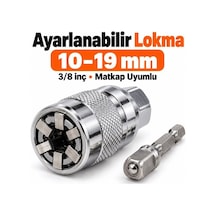 10 19 Mm Ayarlanabilir Lokma Ve Matkap Adaptörü Seti 3/8 İnç Ba