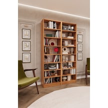 Asra Trend K-13 %100 MDF 120 cm 2 Modüllü Kitaplık 14 Raflı Kütüphane Petra