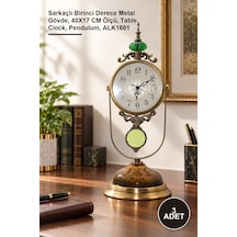3 Adet Masa Üstü Saat Sarkaçlı Birinci Derece Metal Gövde, 40x17 Cm Ölçü, Table Clock, Pendulum, Alk1601