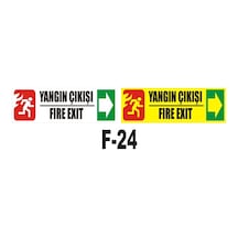 Fosforlu & Düz Levha Yangın Çıkışı Yönlendirme Fire Exıt Sağ Ok