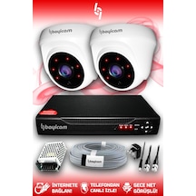 Bayicam 2 Kameralı Dome 2 İç Kamera Set HDD'siz Full HD Gece Görüşlü Güvenlik Kamerası Sistemi