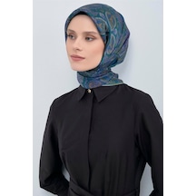 Armine İpek Eşarp 2026 Yaz - 9540-80 Yeşil Mor Twill