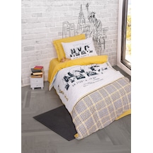 Cotton Box Genç Odası Tek Kişilik Lastikli Çarşaflı Nevresim Takımı Worldwide Hardal