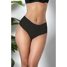Fevien 3'lü Paket Dikişsiz, İz Yapmaz, Lazer Kesim, Yüksek Bel Slip Külot Siyah Brf21263 Siyah
