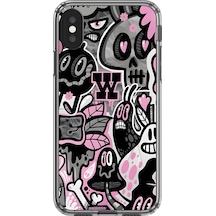 Apple Uyumlu iPhone Xs Şeffaf Kılıf Graffiti 10 Tasarımlı