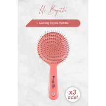 Üç Boyutlu Oval Saç Fırçası Pembe X 3 Adet 0