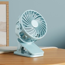 Mini Taşınabilir Usb Şarj Edilebilir Döndürülebilir Klipsli Masa Vantilatörü Mavi
