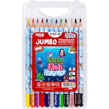 Fatih Cutie Fısh Jumbo Üçgen Kuru Boya 12 Renk Çok Renkli