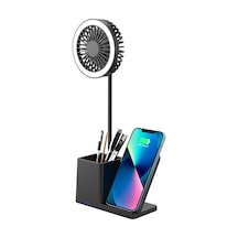 S-link Sl-m9055 10 Watt Kablosuz Şarj İstasyonlu Fanlı Kalemlikli Masa Lambası Siyah Diğer